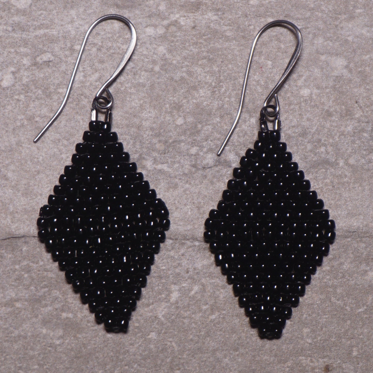 Black Diamond Brick Stitch Beaded Earrings