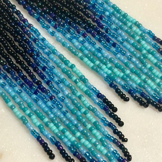 Hvrēssē Holatte (Blue Moon) Brick Stitch Fringe Beaded Earrings