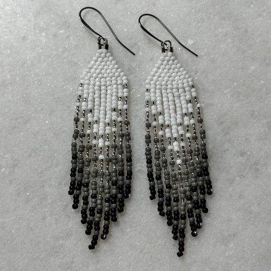 Hvresse Ombre Brick Stitch Fringe Beaded Earrings