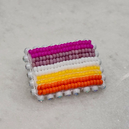Lesbian Pride Flag Beadwork Pin