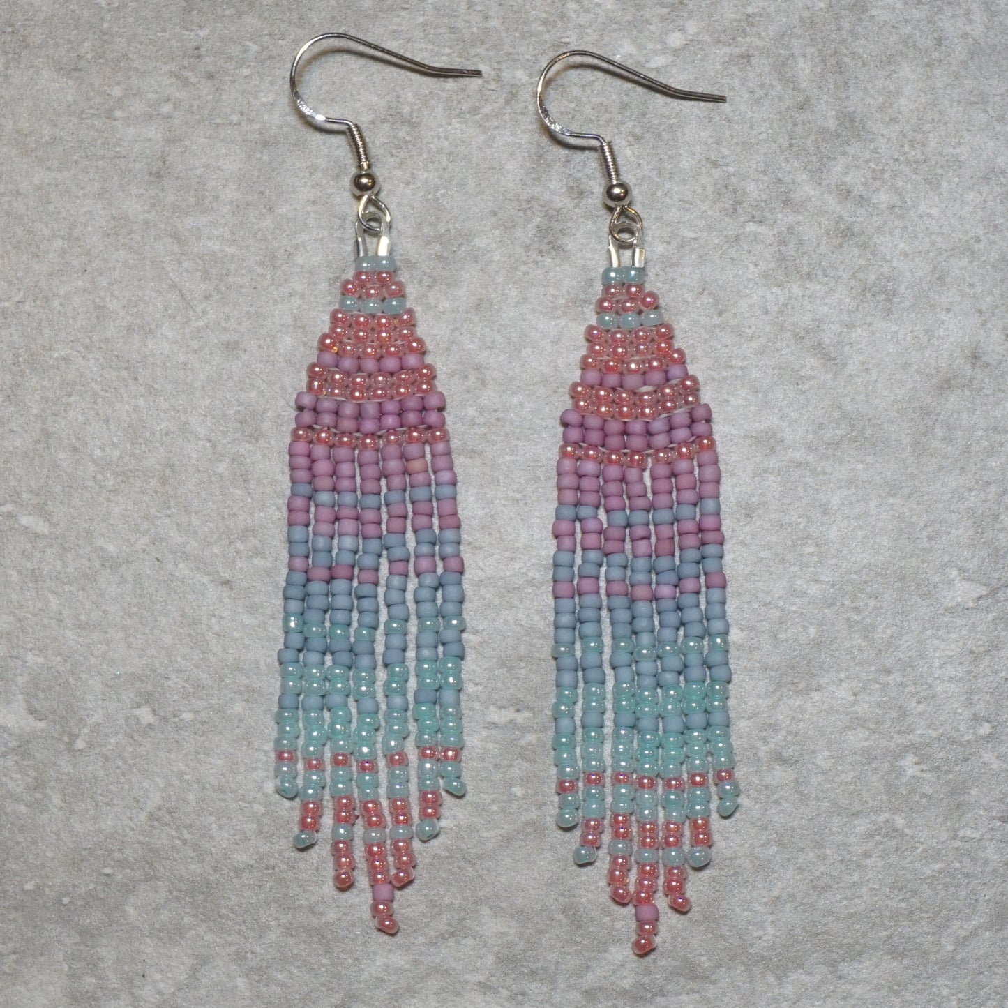Mauve Skies (Minis) Brick Stitch Fringe Beaded Earrings