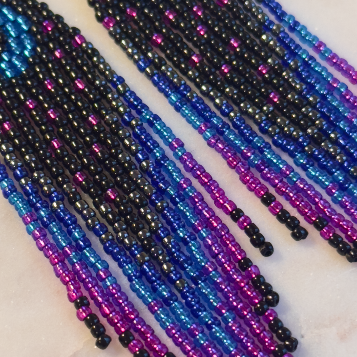 Nerē (Night) Hvrēssē (Moon) Brick Stitch Fringe Beaded Earrings