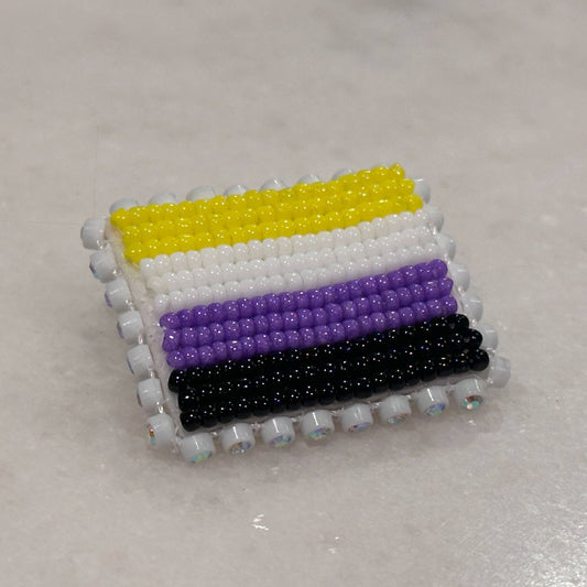 Non-Binary Pride Flag Beadwork Pin