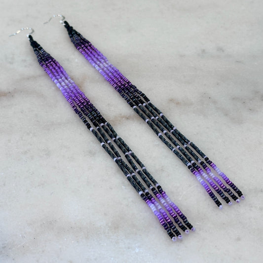 Oskē Pvrko Ome (Purple Rainfall) Beaded Dangle Earrings