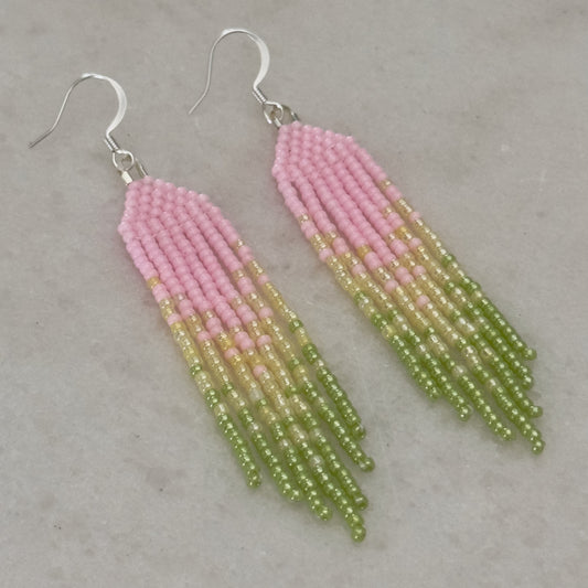 Pakpvketv (Blossom) (Minis) Brick Stitch Fringe Beaded Earrings