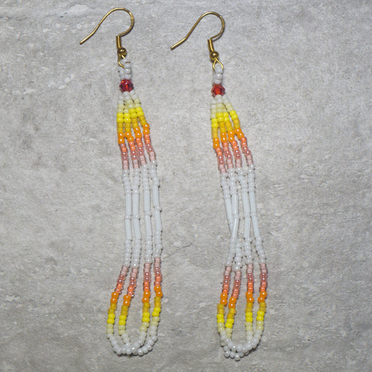 Pink Plumeria Beaded Loop Earrings