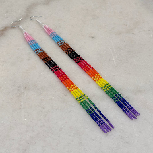 Progress Pride Beaded Dangle Earrings