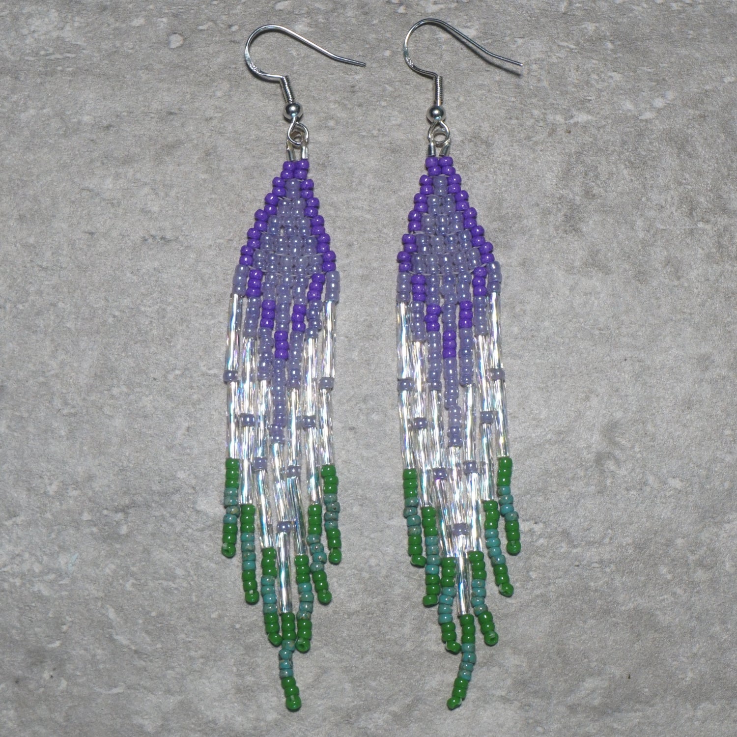 Purple Fairy Arrow (Minis) Brick Stitch Fringe Beaded Earrings –   Beadwork