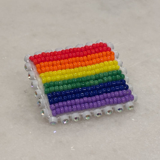 Rainbow Pride Flag Beadwork Pin