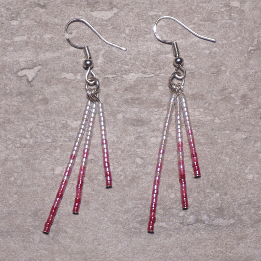 Red Ombre Beaded Drop Earrings