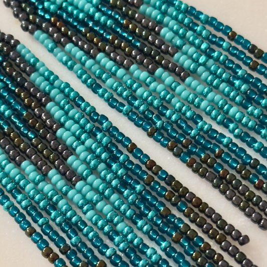 Rvfo Okholatte (Turquoise Winter) Brick Stitch Fringe Beaded Earrings