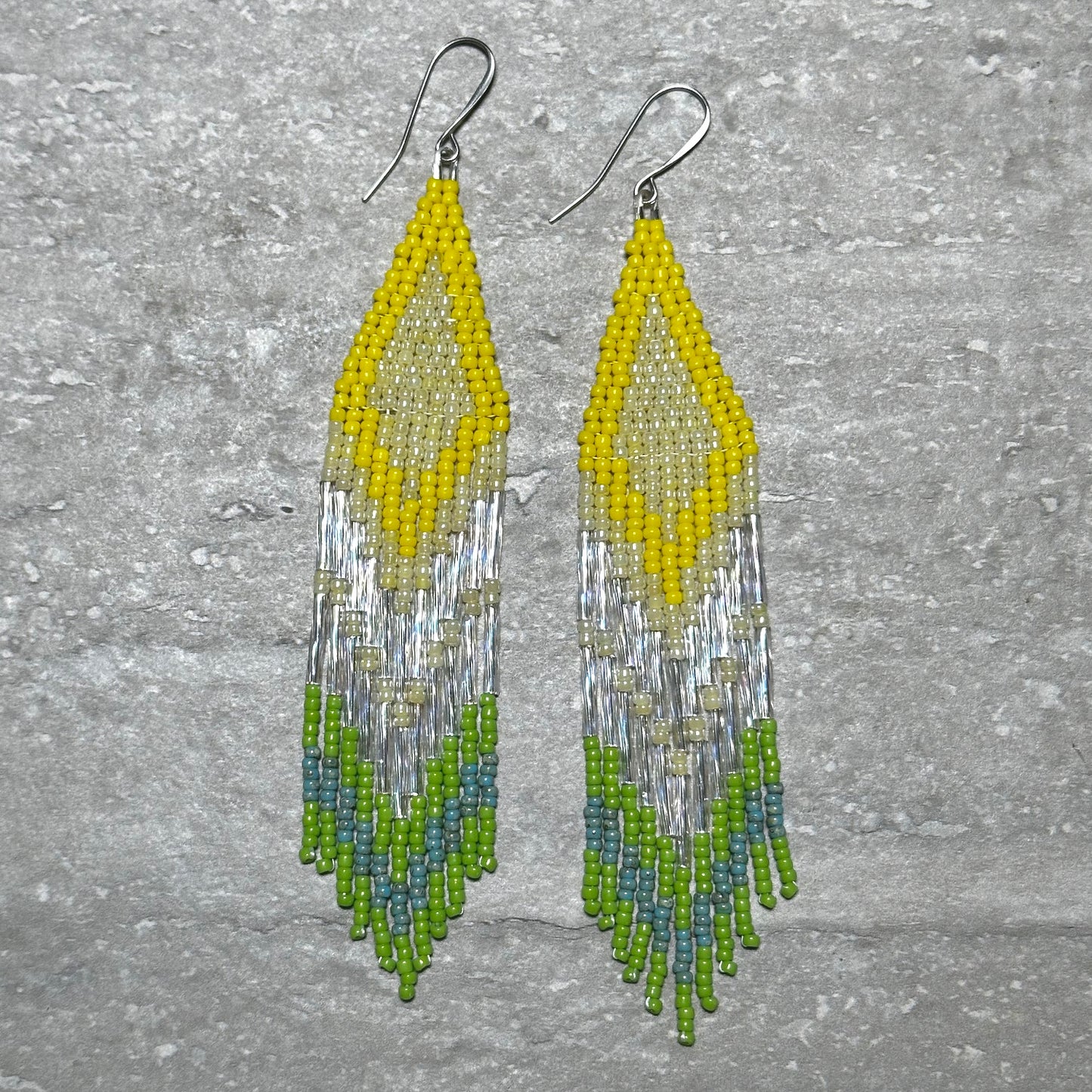 Spring Fairy Arrow Brick Stitch Fringe Beaded Earrings
