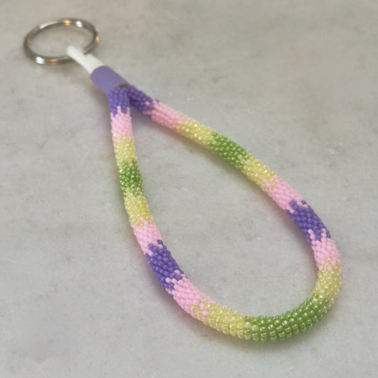 Tasahcē (Spring) Bead-Wrapped Wristlet Keychain
