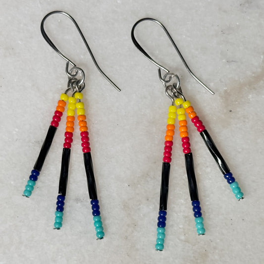 Totkv-ton Owv (Fire and Water) Raindrop Beaded Drop Earrings