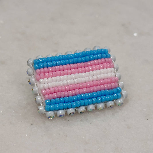 Trans Pride Flag Beadwork Pin