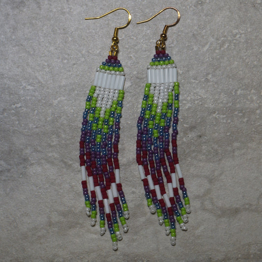 Wild Berries Arrow (Minis) Brick Stitch Fringe Beaded Earrings