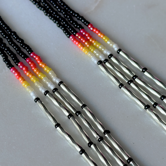 Oskē Heleswv (Medicine Rainfall) Beaded Dangle Earrings