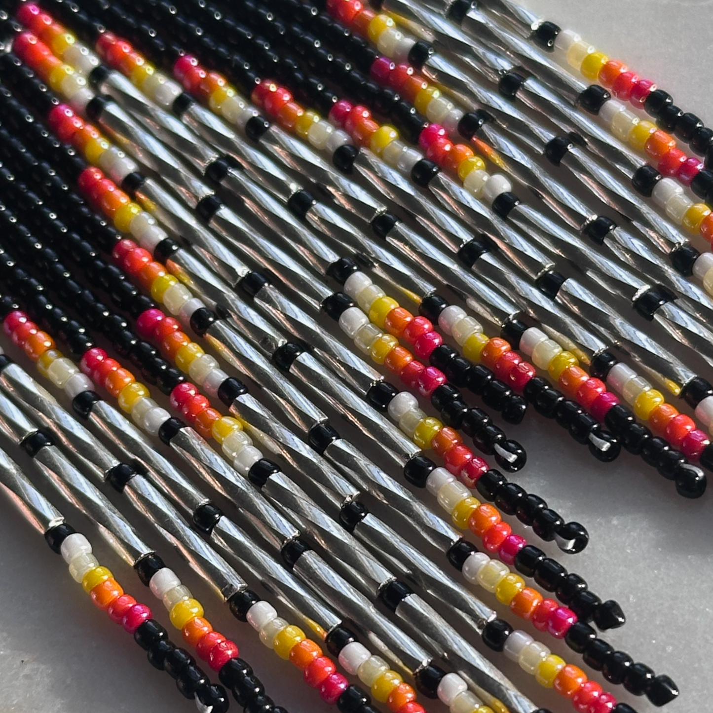 Oskē Hotvlē-Rakko Heleswv (Medicine Rainstorm) Brick Stitch Fringe Beaded Earrings