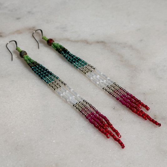 Broad-Tailed Hummingbird Beaded Dangle Earrings