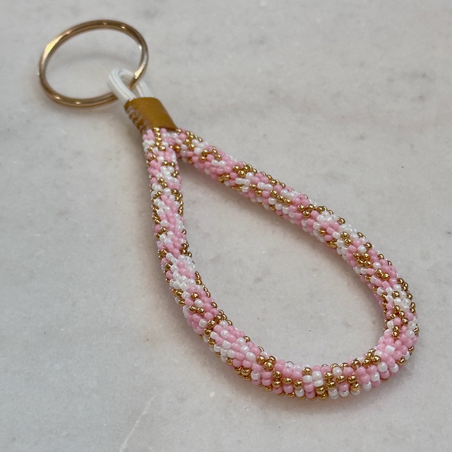 Cate ome (Pink) Bead Soup Bead-Wrapped Mini Keychain