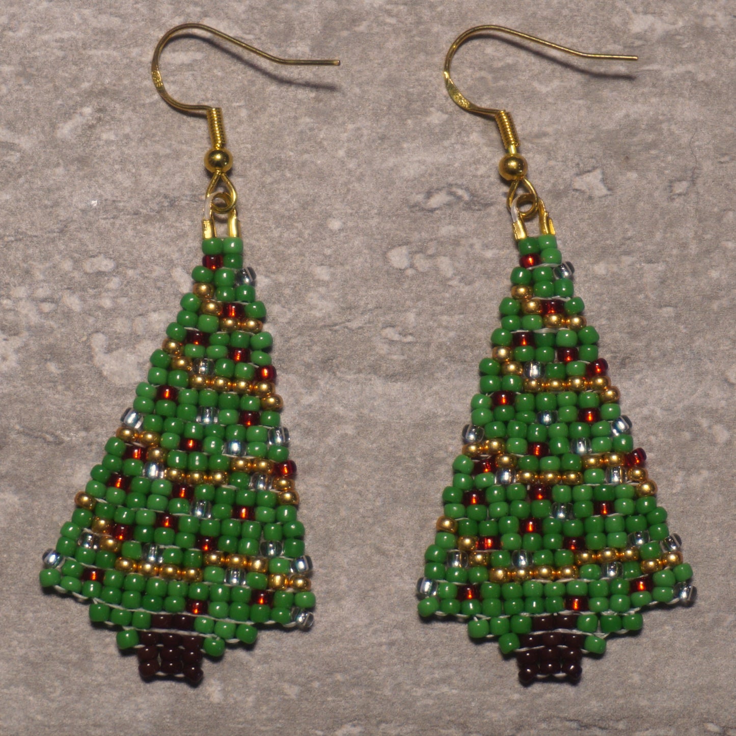 Christmas Tree Brick Stitch Beaded Earrings