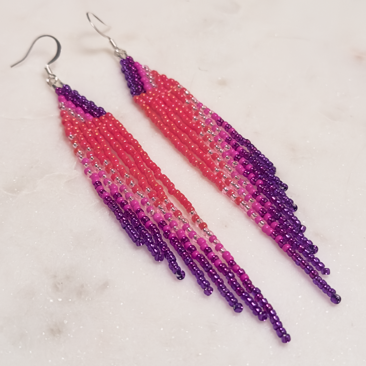Enhonretv (Confidence) (Minis) Brick Stitch Fringe Beaded Earrings