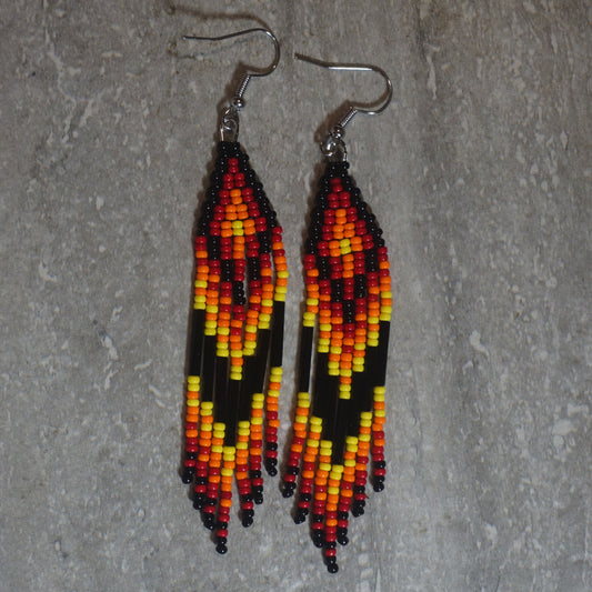 Flaming Arrow (Minis) Brick Stitch Fringe Beaded Earrings