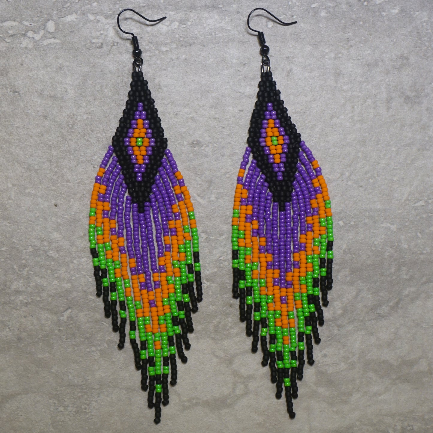 Halloween Diamond Brick Stitch Fringe Beaded Earrings