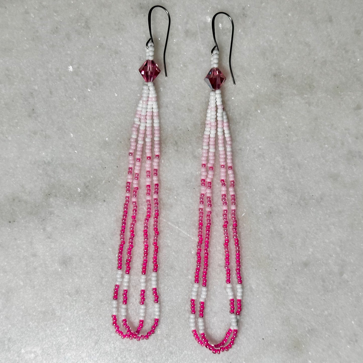 Hot Pink Dreams Beaded Loop Earrings