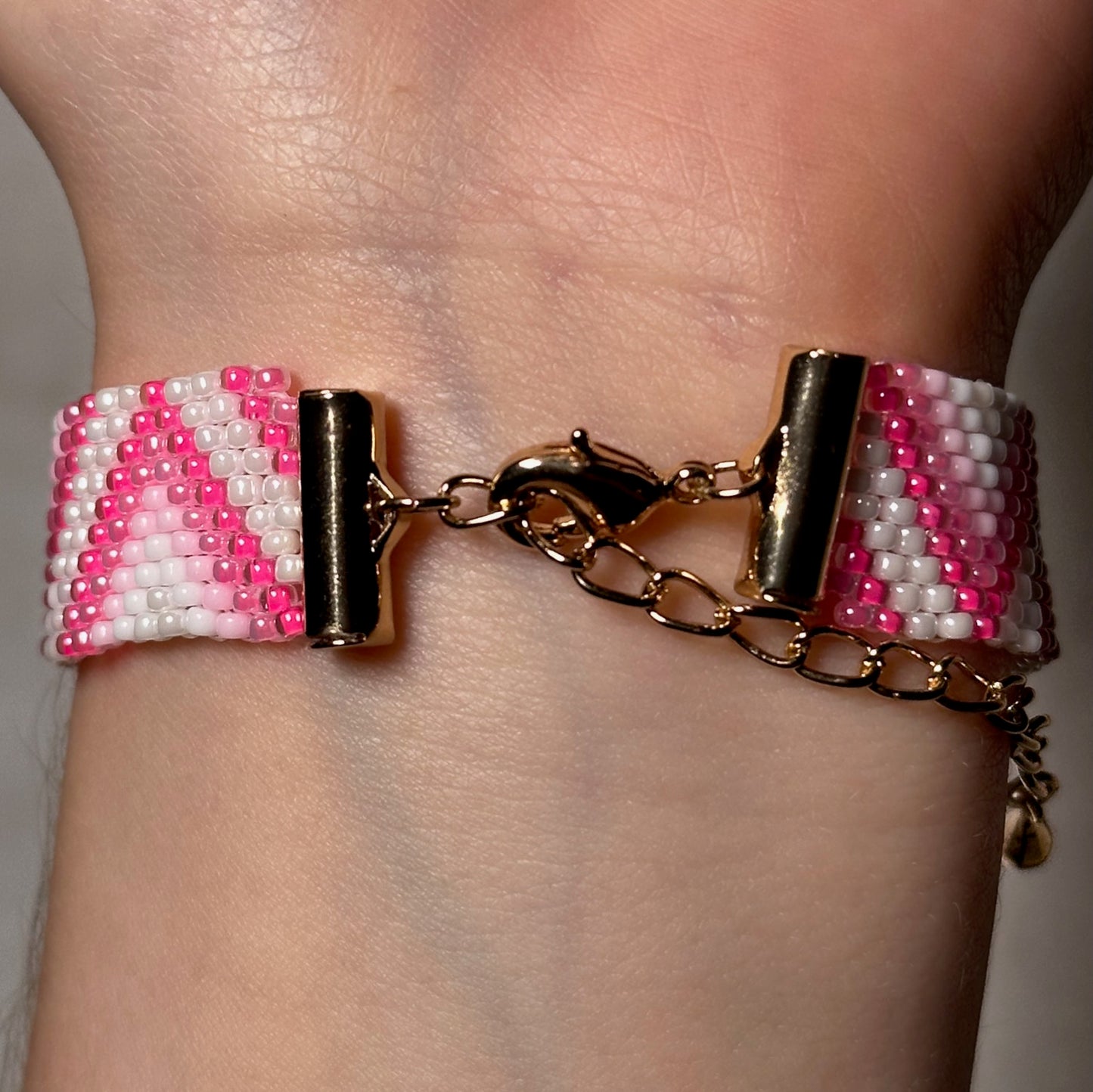 Hot Pink Dreams Triangle Peyote Stitch Beaded Bracelet