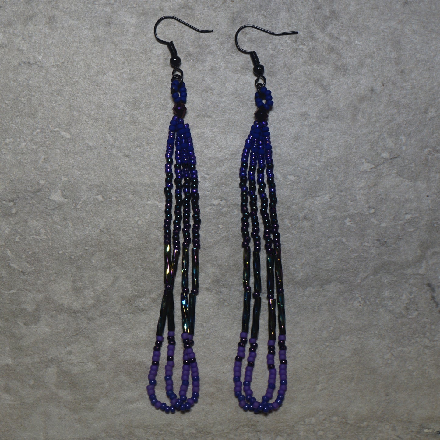 Midnight Purple Beaded Loop Earrings