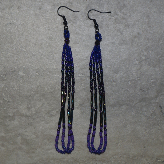 Midnight Purple Beaded Loop Earrings