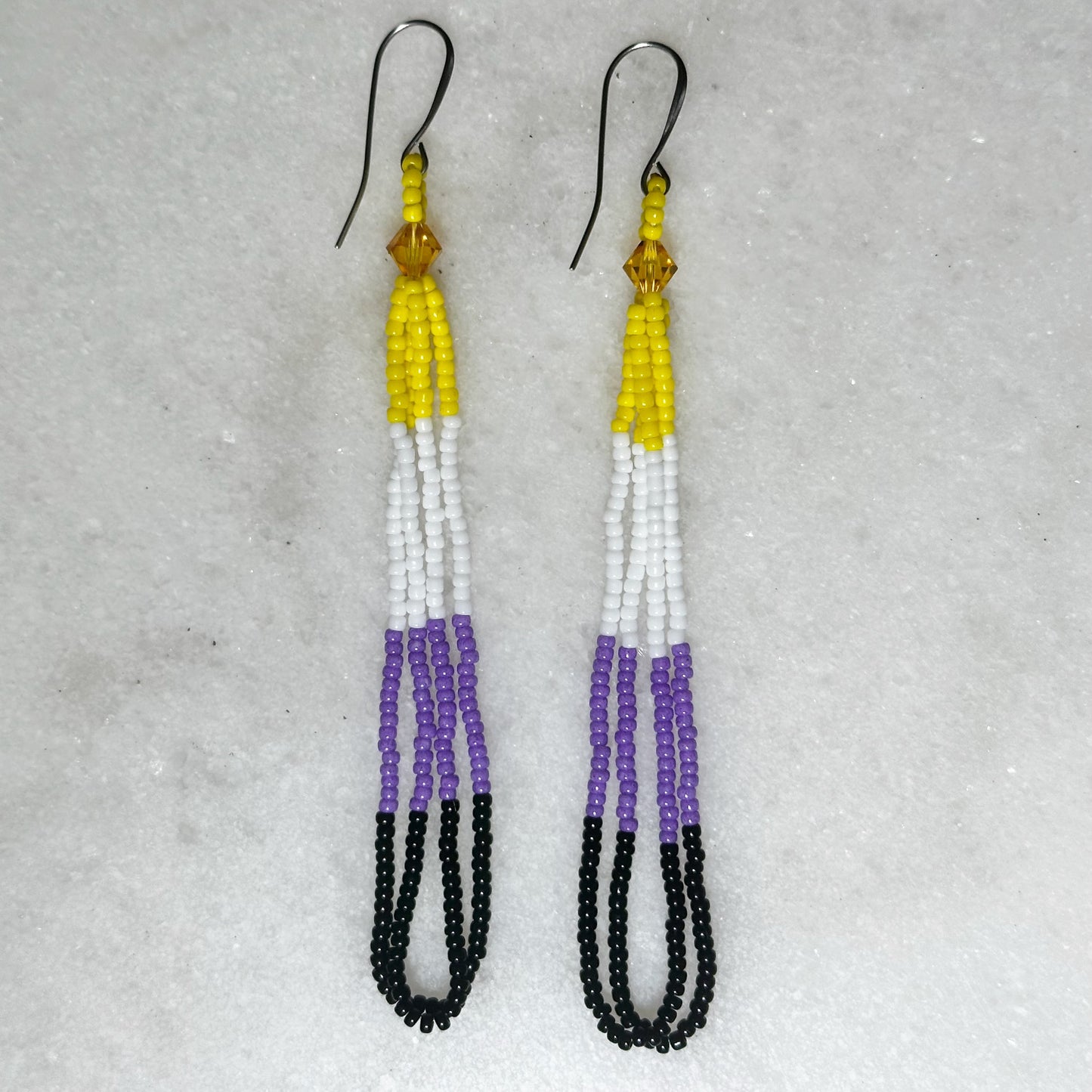 Non-Binary Pride Beaded Loop Earrings