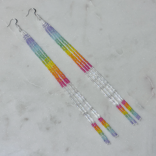 Oskē Oskē Entacv (Rainbow Rainfall) Beaded Dangle Earrings