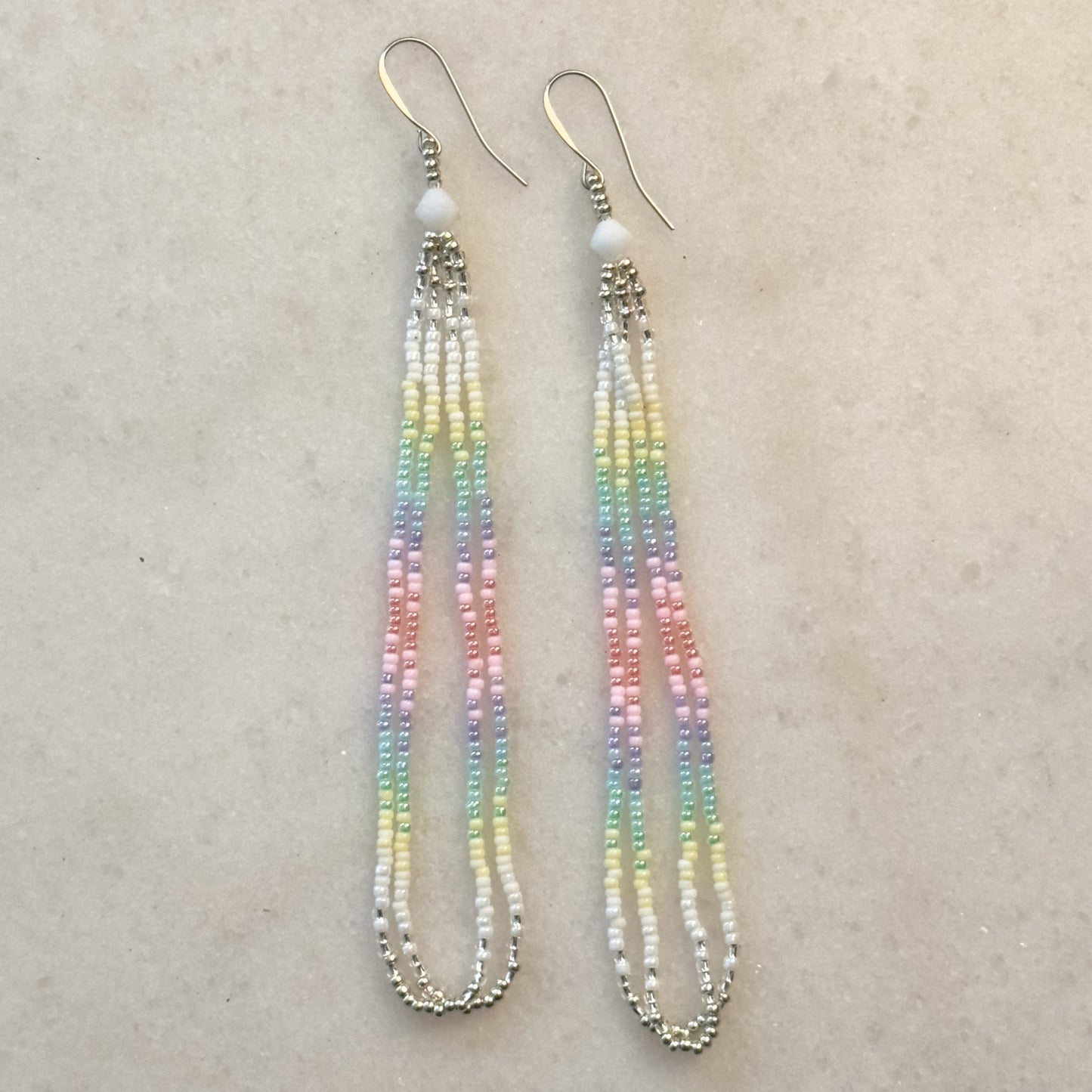 Oske entacv Rvfo (Winter Rainbow) Beaded Loop Earrings