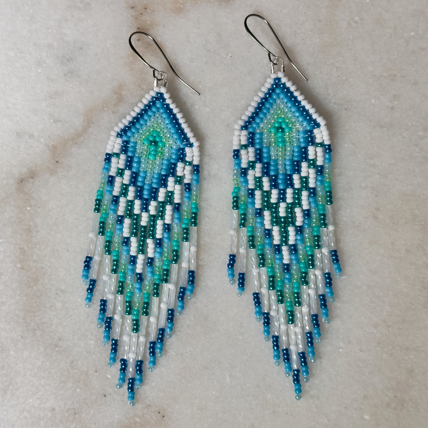 Owv (Water) Brick Stitch Fringe Beaded Earrings