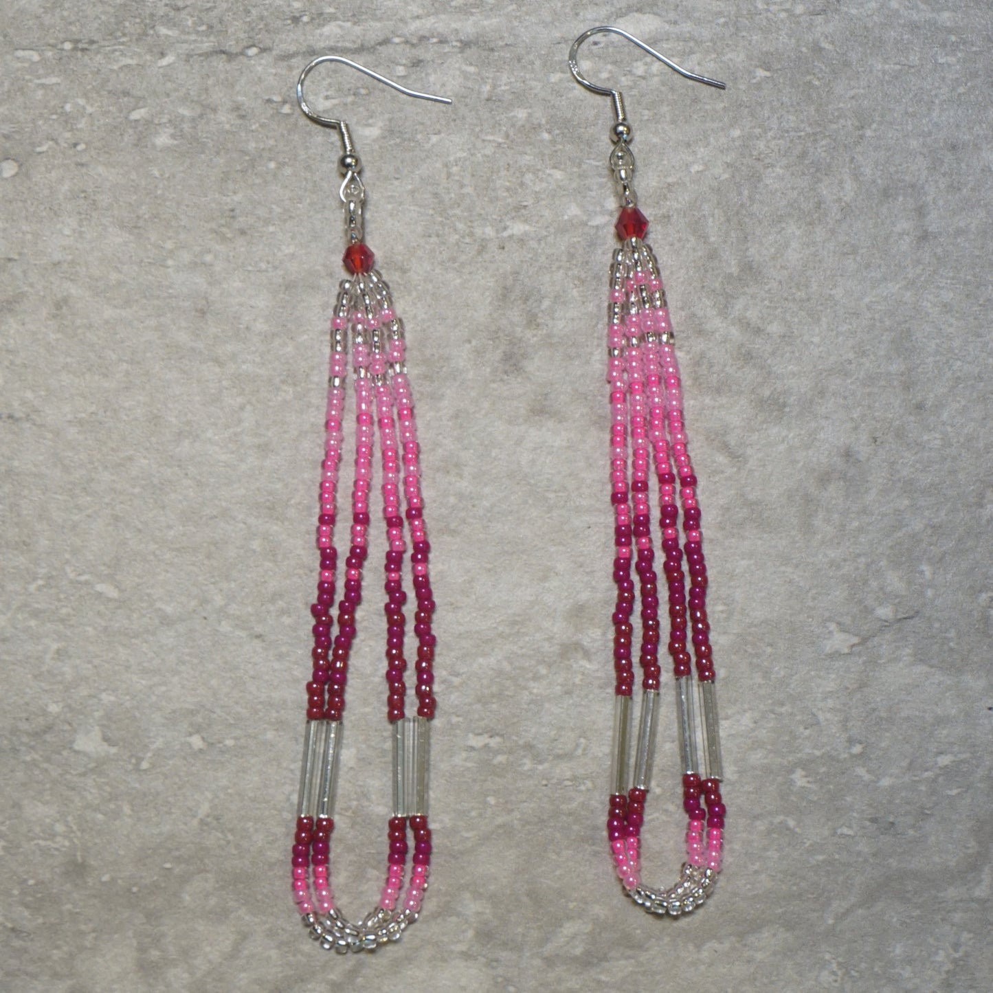 Pink Beaded Loop Earrings