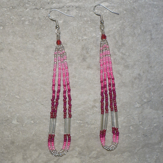 Pink Beaded Loop Earrings