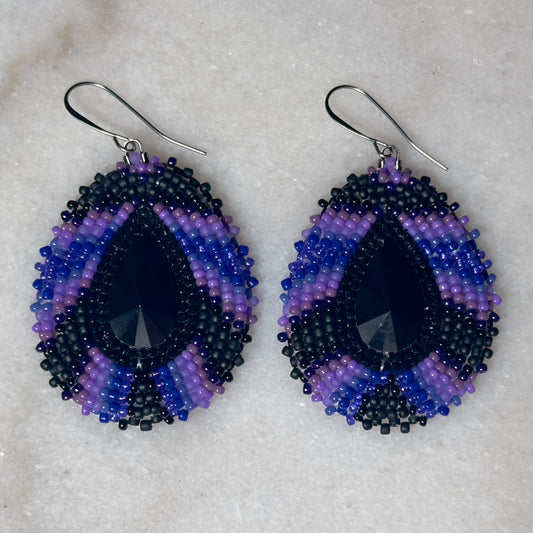 Porrv Pvrko ome (Purple Witch) Flat Beadwork Earrings