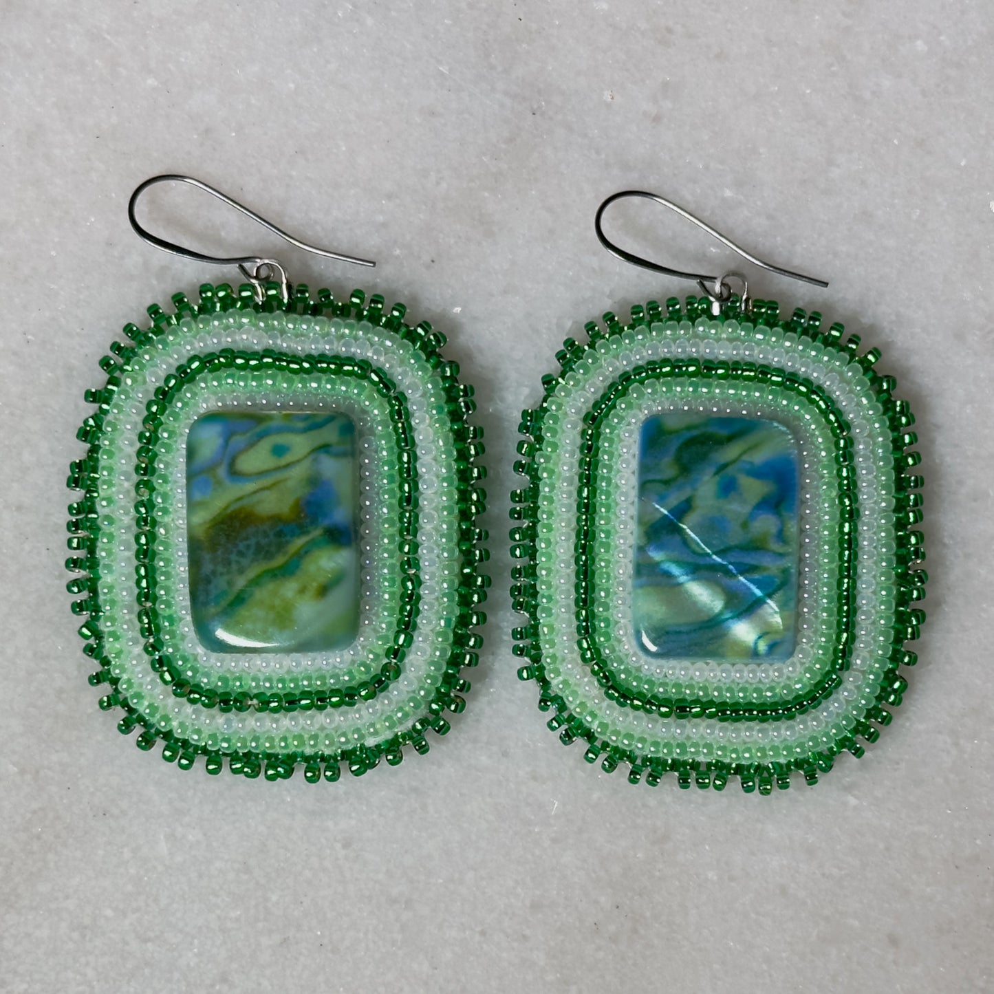 Pvhe Lane (Grass Green) Flat Beadwork Earrings