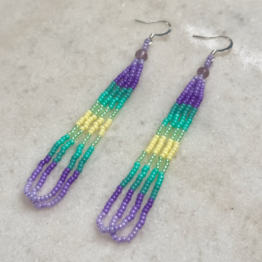 Pvrko ome (Purple) Okholatte (Turquoise) Beaded Loop Earrings