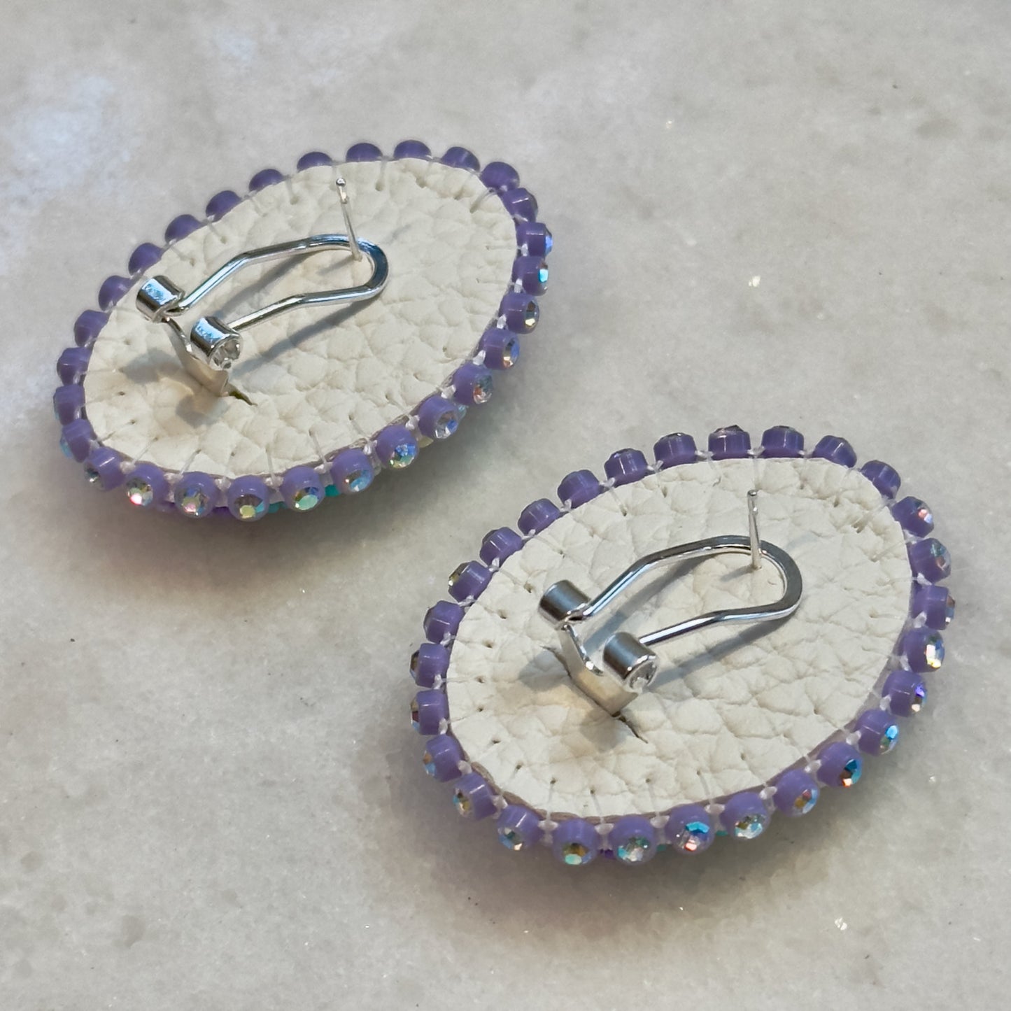 Pvrko ome (Purple) Okholatte (Turquoise) Flat Beadwork Earrings