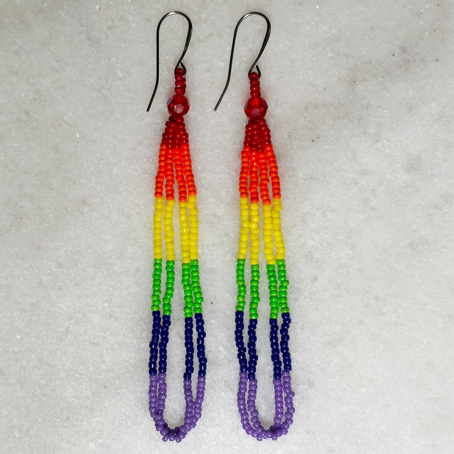 Rainbow Pride Beaded Loop Earrings