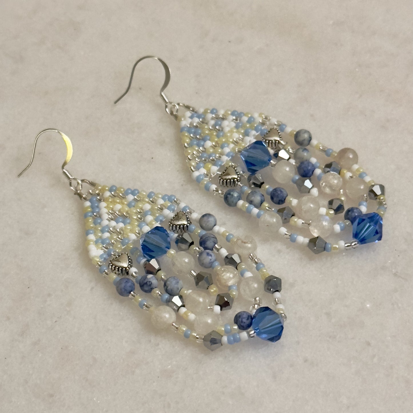 Rvfo (Winter) Bead Soup Brick Stitch Fringe Beaded Earrings