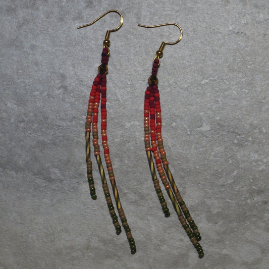 Scarlet Sage Beaded Dangle Earrings