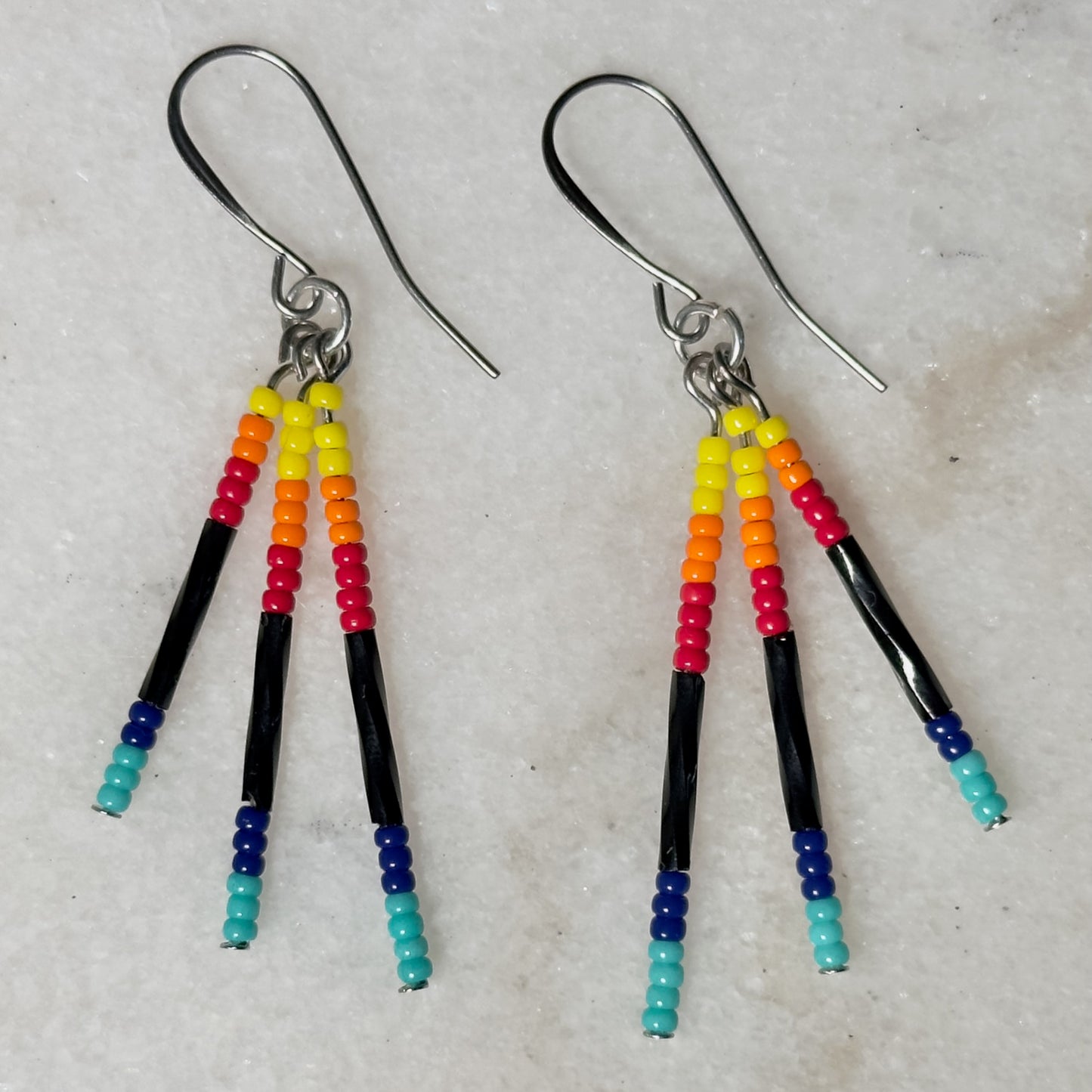 Totkv-ton Owv (Fire and Water) Beaded Drop Earrings