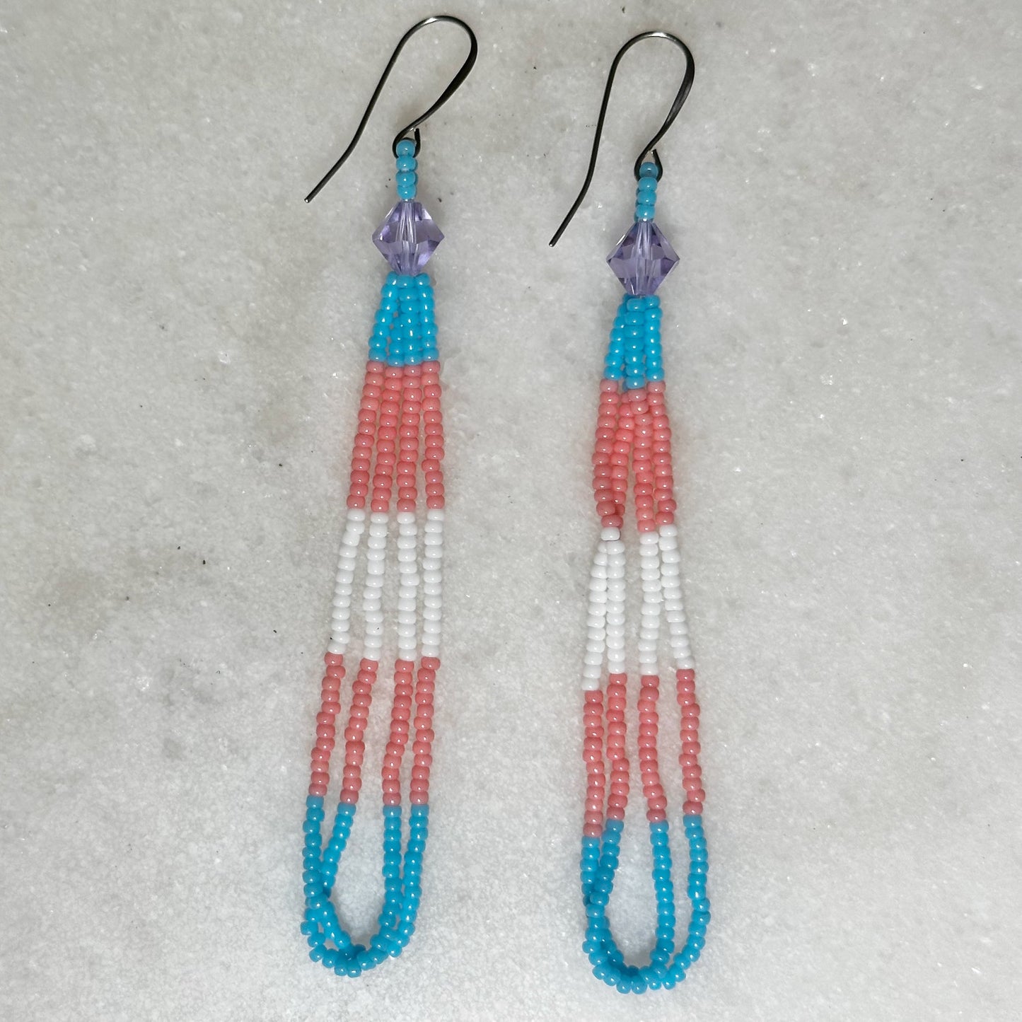 Trans Pride Beaded Loop Earrings