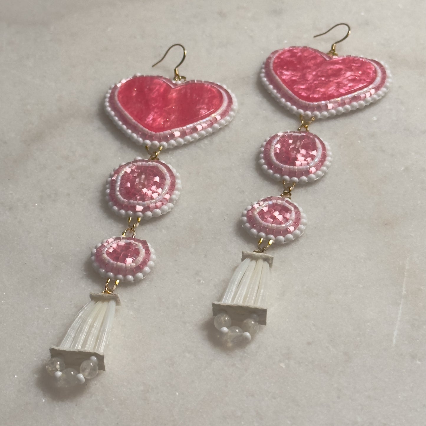 Vnokeckv (Love) Flat Beadwork and Dentalium Earrings