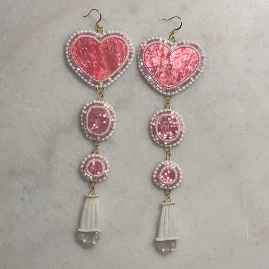 Vnokeckv (Love) Flat Beadwork and Dentalium Earrings