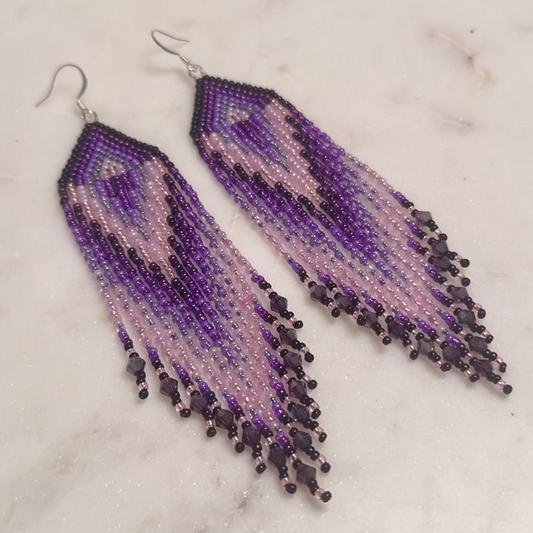 Wecattetv (Sparkle) Brick Stitch Fringe Beaded Earrings